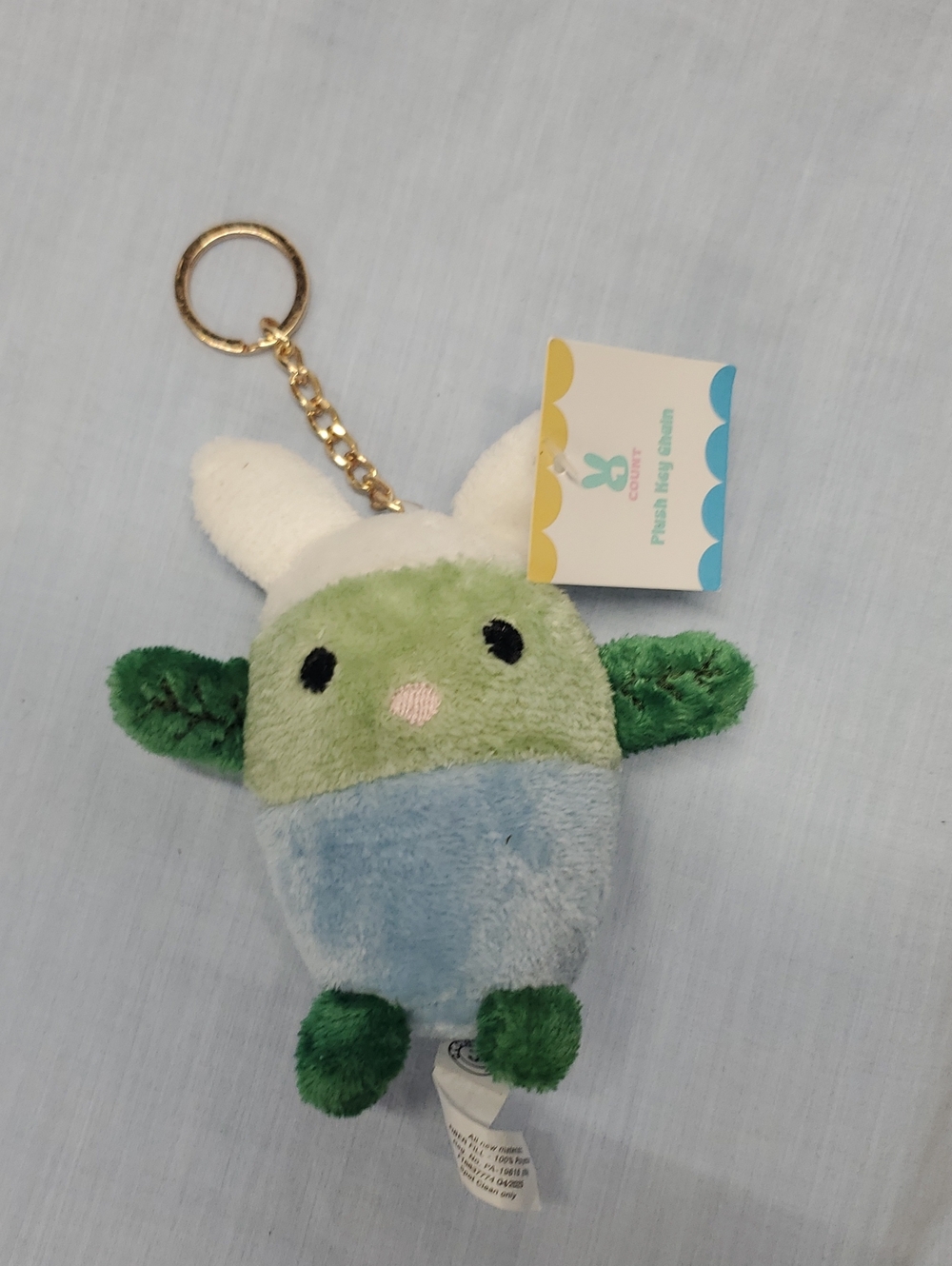 Plush Green & Blue Bunny Keychain Pet Toy